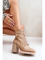 Zateplené botky na podpatku se zlatým detailem béžové Ivarisse