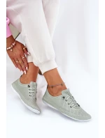 Dámské Kožené Polobotky Z Přírodní Kůže Artiker 54C0833 Světle Zelené