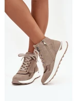 Dámské sportovní kotníkové boty na platformě z přírodního semiše Zazoo Z1239 béžové
