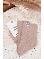 Bavlněné ponožky pruhované dámské béžové Bavlněné ponožky pruhované dámské béžové