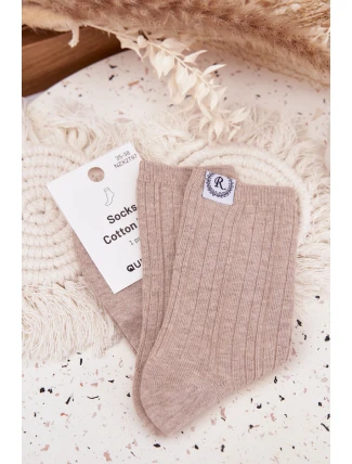 Bavlněné ponožky pruhované dámské béžové Bavlněné ponožky pruhované dámské béžové
