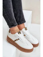 Dámské tenisky na platformě s leopardím vzorem bílé Dravinnia