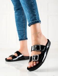 Komfortní nazouváky dámské černé bez podpatku