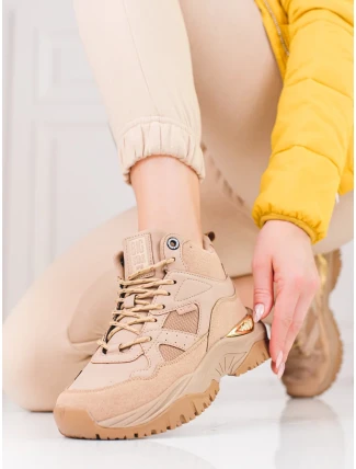 Pěkné dámské tenisky hnědé bez podpatku Pěkné dámské tenisky hnědé bez podpatku