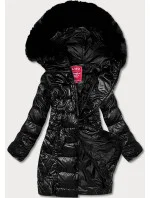 Vypasovaná černá dámská zimní bunda (2M-028)