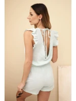 Dámský mušelínový overal s volánky mátový