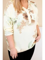 Dámská blůza Plus Size z viskózy s kapucí a květinovým vzorem žlutá