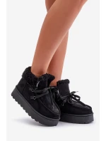 Dámské zavazovací sněžky s hrubou podrážkou černé Loso Dámské zavazovací sněžky s hrubou podrážkou černé Loso