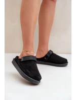 Zateplené dámské pantofle na platformě černé Neliel