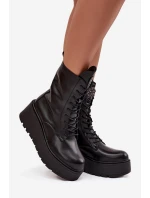 Kožené dámské kotníčková obuv s ozdobou zateplené černé Ulrika