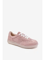 Kožené semišové dámské tenisky s dírkami Růžové Almora