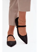 Dámské sametové baleríny s páskem a zlatým detailem Gisanne – černé