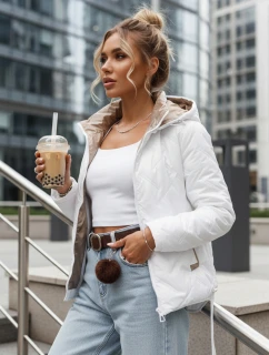 Dámská prošívaná lehce zateplená bunda s kapucí bílá TY5605