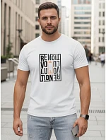 Pánské bavlněné tričko s potiskem revolution white FashionStreet NX0143R