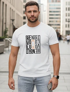 Pánské bavlněné tričko s potiskem revolution white FashionStreet NX0143R