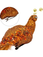 OZDOBNÝ PTÁK NA KLIPU 38CM BRONZ A MĚĎ