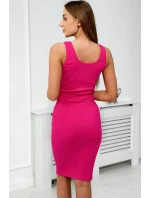 Souprava halenka + pruhované šaty fuchsiová