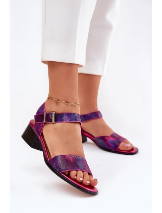Dámské kožené sandály na podpatku Maciejka 06551-15 Fuksie