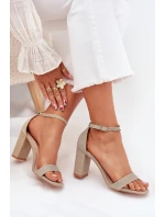 Lesklé Dámské Sandály Na Podpatku Zlaté Kavina