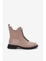 Lakované dámské kotníkové boty z pravé kůže D A MR52 108 béžové Lakované dámské kotníkové boty z pravé kůže D A MR52 108 béžové