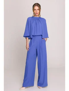 S397 Kombinéza s širokými rukávy a rozdělenými zády - modrá