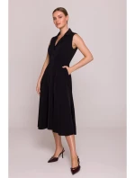 S409 Košilové šaty ve fitted střihu - černé