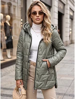 Dámská prošívaná bunda s odnímatelnou kapucí TY5794 zelená - FashionStreet