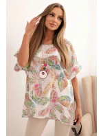 Dámská bavlněná blůza s motivem motýlů s krátkým rukávem bílá