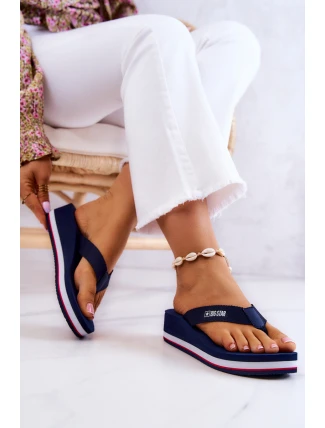 Dámské žabky na klínku Big Star JJ274A331 Námořnická modrá