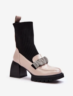 Botky Dámské se Soketou na Podpatku Bežové SBarski MR870-41