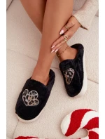 Kožešinové pantofle se srdci černé Amandra Kožešinové pantofle se srdci černé Amandra