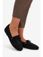 Dámské mokasíny s šněrováním a třásněmi Černé Glorina