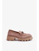 Robustní dámské béžové semišové mokasíny Neloria Robustní dámské béžové semišové mokasíny Neloria