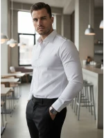 Pánská elegantní hladká bílá košile SLIM FIT FashionStreet DX2617 Pánská elegantní hladká bílá košile SLIM FIT FashionStreet DX2617