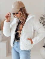 Dámská krátká péřová bunda GLAMVO s kapucí bílá FashionStreet TY4952