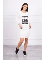 Rukojeť se šaty s potiskem v barvě ecru