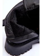 Kožené boty s kotníkovou patou na masivní platformě černé Lisencca