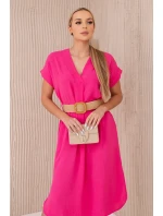 Šaty s ozdobným páskem růžové