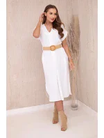 Šaty s ozdobným páskem Šedobílý