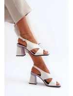 Dámské sandály na podpatku bílé D&A MR38-153