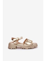 Eko Kožené Sandály Dámské S Přezkou Zlaté Gofielle