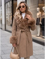 Dámský kabát s odnímatelným kožešinovým límcem Fango FashionStreet TY6075 Dámský kabát s odnímatelným kožešinovým límcem Fango FashionStreet TY6075
