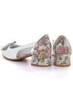 Blokové lodičky s otevřenou špičkou a mašlí bílé Potocki 12812