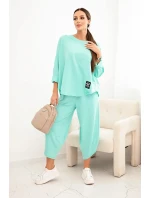 Komplet bavlněný mikina + kalhoty tmavě mátová Komplet bavlněný mikina + kalhoty tmavě mátová