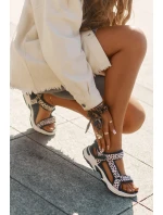 Dámské sandály na suchý zip D.Franklin Černo-Bežové DFSH406002