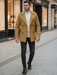 Pánský dvouřadový kabát pískový FashionStreet CX0443