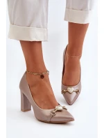 Lodičky s perlami a podpatkem ze kůže Zazoo 2453/OS