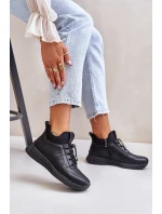 Zateplené Sportovní Kožené Boty Na Zip Černé Artiker 55C0041