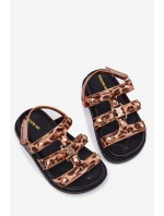 Dívčí sandály se zlatým detailem leopard Lunessa