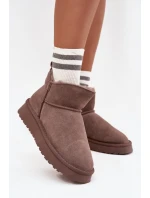 Sněhule z přírodního semiše s kožíškem Vinceza 97961 hnědé